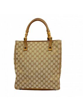 Gucci Tote GG Canvas Bamboo Brown Silver